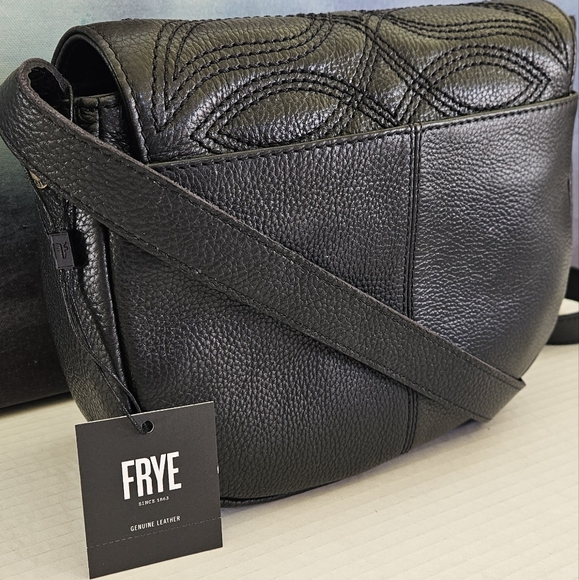 FRYE Black Pebble Saddle Crossbody Bag NWT - Picture 5 of 16
